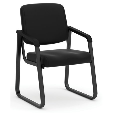 OFFICESOURCE Value Collection Sled Base Guest Chair with Antimicrobial Vinyl Upholstery and Black Frame 2748ABK
